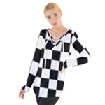 Chess Board Background Design Tie Up T-Shirt
