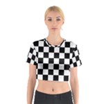 Chess Board Background Design Cotton Crop Top