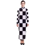 Chess Board Background Design Turtleneck Maxi Dress