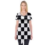 Chess Board Background Design Short Sleeve Tunic 