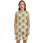Smile Cloud Rainbow Pattern Yellow Kids  Basketball Mesh Set