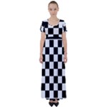 Chess Board Background Design High Waist Short Sleeve Maxi Dress