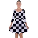 Chess Board Background Design Quarter Sleeve Skater Dress
