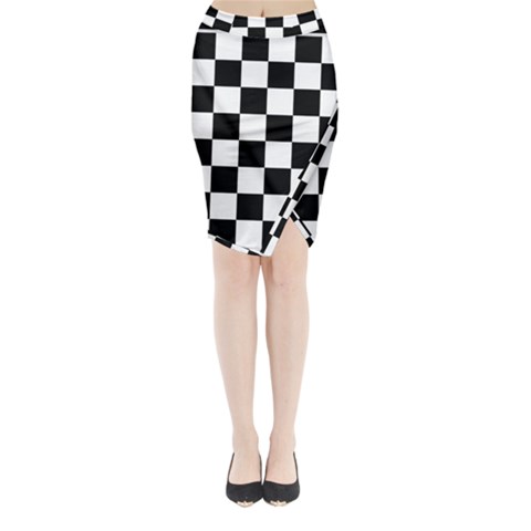 Chess Board Background Design Midi Wrap Pencil Skirt from ArtsNow.com