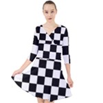 Chess Board Background Design Quarter Sleeve Front Wrap Dress