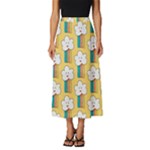 Smile Cloud Rainbow Pattern Yellow Classic Midi Chiffon Skirt