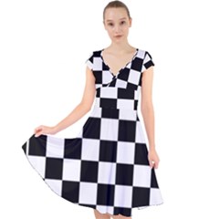 Cap Sleeve Front Wrap Midi Dress 