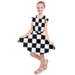 Chess Board Background Design Kids  Short Sleeve Dress