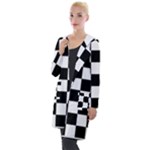 Chess Board Background Design Hooded Pocket Cardigan