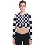 Chess Board Background Design Long Sleeve Zip Up Bomber Jacket