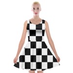 Chess Board Background Design Velvet Skater Dress