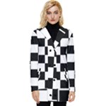 Chess Board Background Design Button Up Hooded Coat 