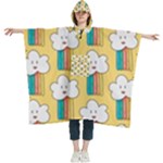 Smile Cloud Rainbow Pattern Yellow Women s Hooded Rain Ponchos