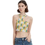 Smile Cloud Rainbow Pattern Yellow Cut Out Top