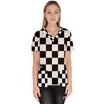 Chess Board Background Design Women s V-Neck Scrub Top
