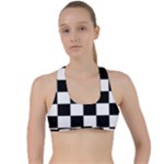 Chess Board Background Design Criss Cross Racerback Sports Bra
