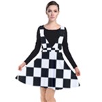 Chess Board Background Design Plunge Pinafore Dress