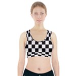 Chess Board Background Design Sports Bra With Pocket