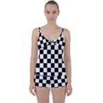 Chess Board Background Design Tie Front Two Piece Tankini