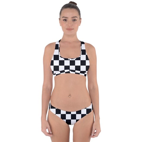 Chess Board Background Design Cross Back Hipster Bikini Set from ArtsNow.com