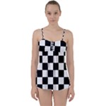 Chess Board Background Design Babydoll Tankini Top