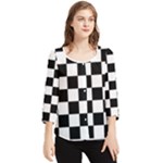 Chess Board Background Design Chiffon Quarter Sleeve Blouse