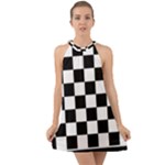 Chess Board Background Design Halter Tie Back Chiffon Dress