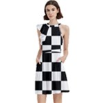 Chess Board Background Design Cocktail Party Halter Sleeveless Dress With Pockets