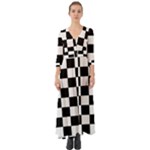Chess Board Background Design Button Up Boho Maxi Dress
