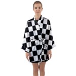 Chess Board Background Design Long Sleeve Satin Kimono