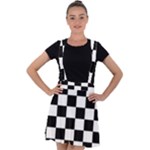 Chess Board Background Design Velvet Suspender Skater Skirt