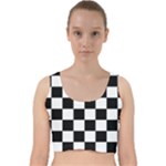 Chess Board Background Design Velvet Racer Back Crop Top