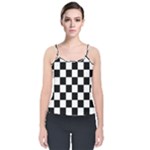 Chess Board Background Design Velvet Spaghetti Strap Top