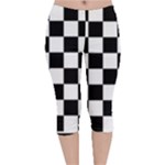 Chess Board Background Design Velvet Capri Leggings 