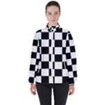 Chess Board Background Design Women s High Neck Windbreaker
