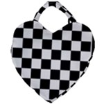 Chess Board Background Design Giant Heart Shaped Tote