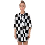 Chess Board Background Design Half Sleeve Chiffon Kimono