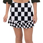 Chess Board Background Design Fishtail Mini Chiffon Skirt