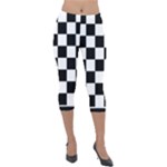 Chess Board Background Design Lightweight Velour Capri Leggings 