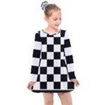 Chess Board Background Design Kids  Long Sleeve Dress