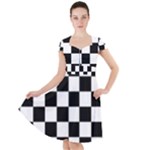 Chess Board Background Design Cap Sleeve Midi Dress