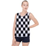 Chess Board Background Design Bubble Hem Chiffon Tank Top
