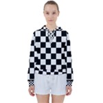 Chess Board Background Design Women s Tie Up Sweat