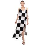Chess Board Background Design Maxi Chiffon Cover Up Dress