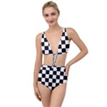 Chess Board Background Design Tied Up Two Piece Swimsuit
