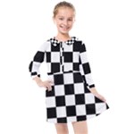 Chess Board Background Design Kids  Quarter Sleeve Shirt Dress