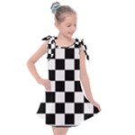 Chess Board Background Design Kids  Tie Up Tunic Dress