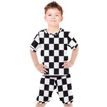 Chess Board Background Design Kids  T-Shirt and Shorts Set
