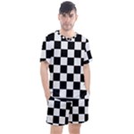 Chess Board Background Design Men s Mesh T-Shirt and Shorts Set