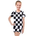 Chess Board Background Design Kids  Mesh T-Shirt and Shorts Set